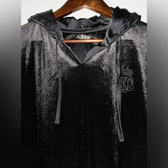 Lauren Ralph Lauren Velvet Black Label Hood Midi Dress Preppy Whimsgoth S NEW - Picture 4 of 11